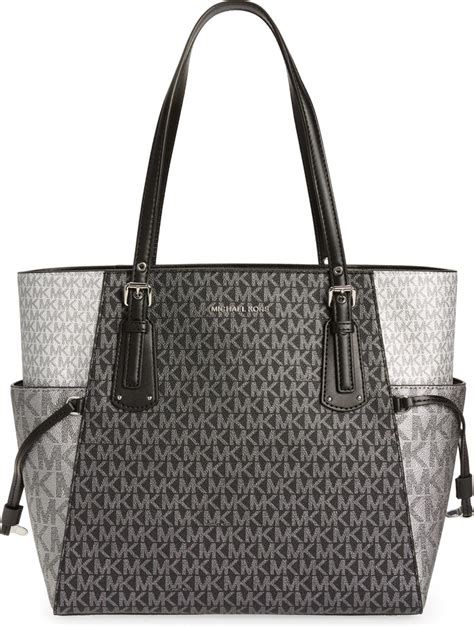 michael kors voyager black mit silber|michael michael kors voyager east west signature tote.